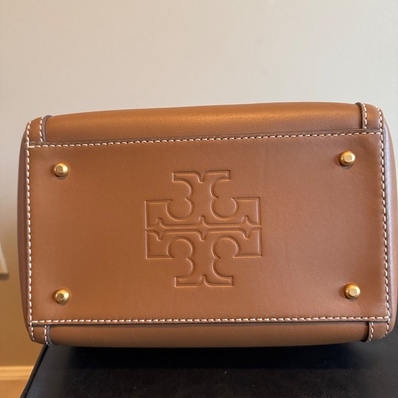 Tory Burch Brown Leather Barrel Tote - Picture 6 of 13